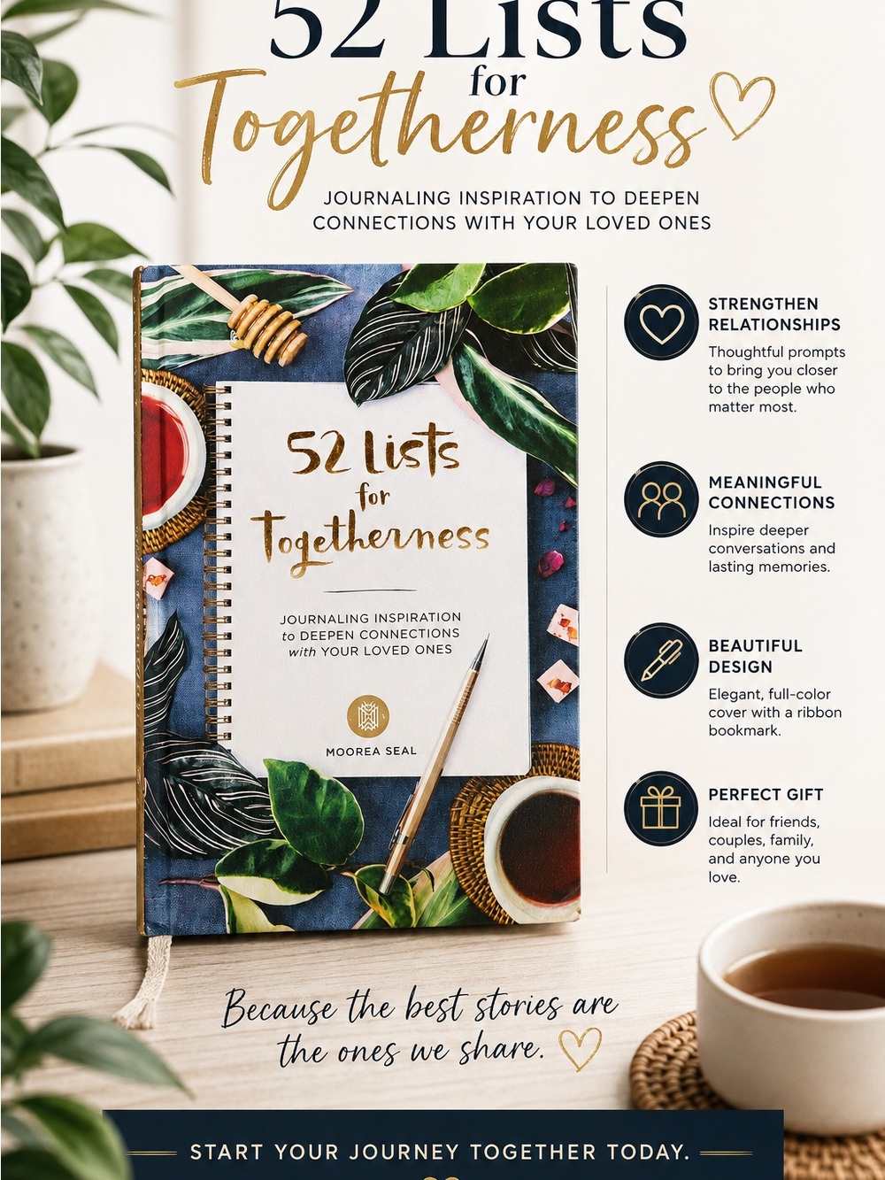 52 Lists for Togetherness Journal - Blue Floral